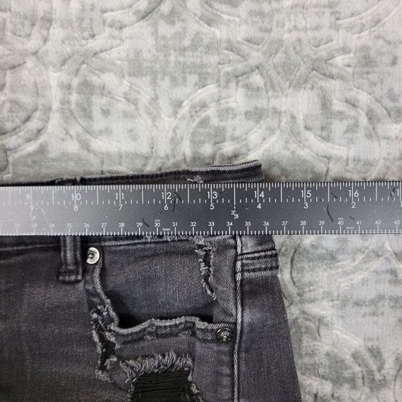 American Eagle Shorts Womens 6 Black Hi Rise Shortie Distressed Denim Cut Off - Picture 7 of 9